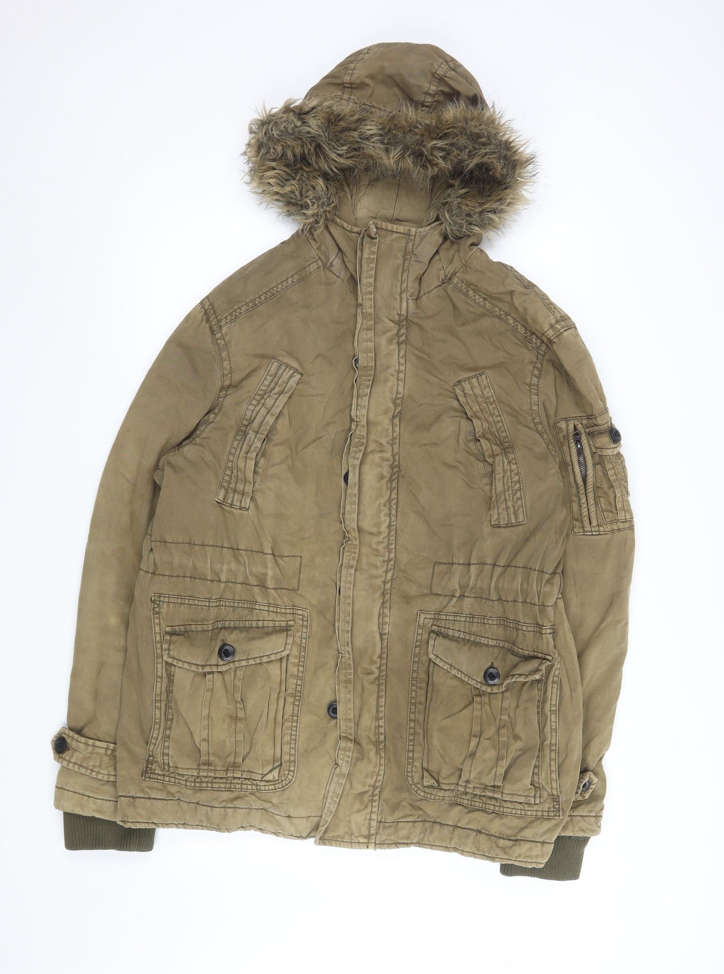 Urban Spirit Women's Brown Parka Jacket Faux Fur Hooded M