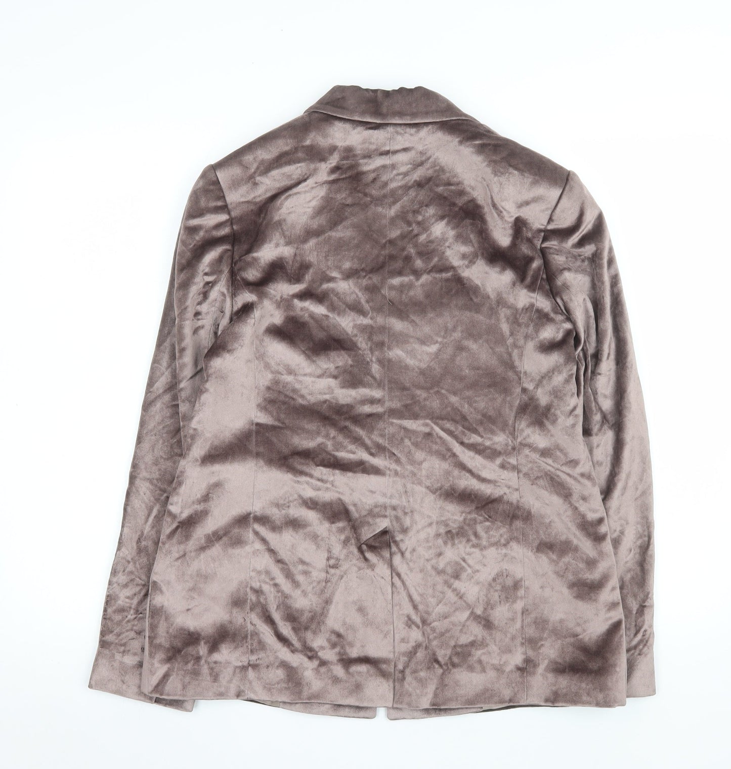 Modern Rarity Womens Brown Velvet Blazer Size 10 Single Breasted