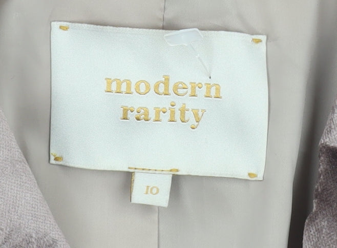 Modern Rarity Womens Brown Velvet Blazer Size 10 Single Breasted