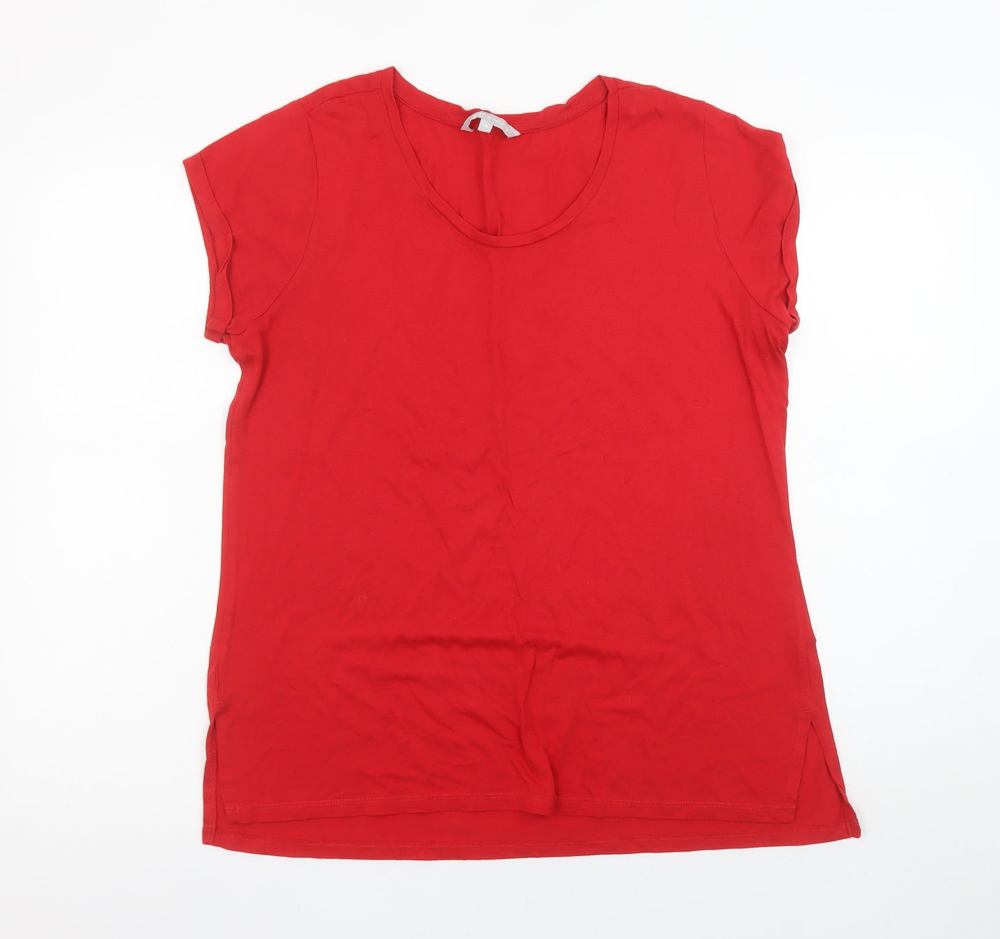 Red Herring Women's Red Size 14 Basic Short Sleeve Cotton Modal T-Shirt