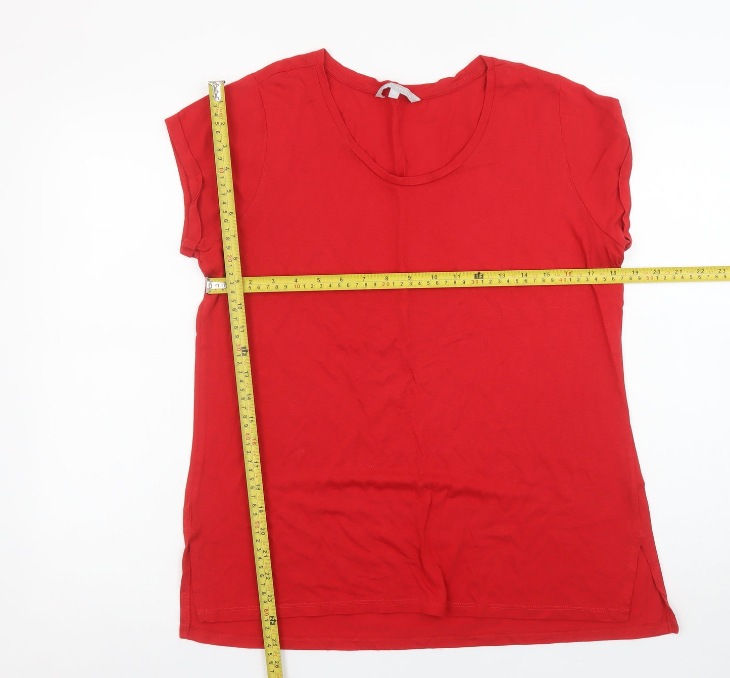 Red Herring Women's Red Size 14 Basic Short Sleeve Cotton Modal T-Shirt