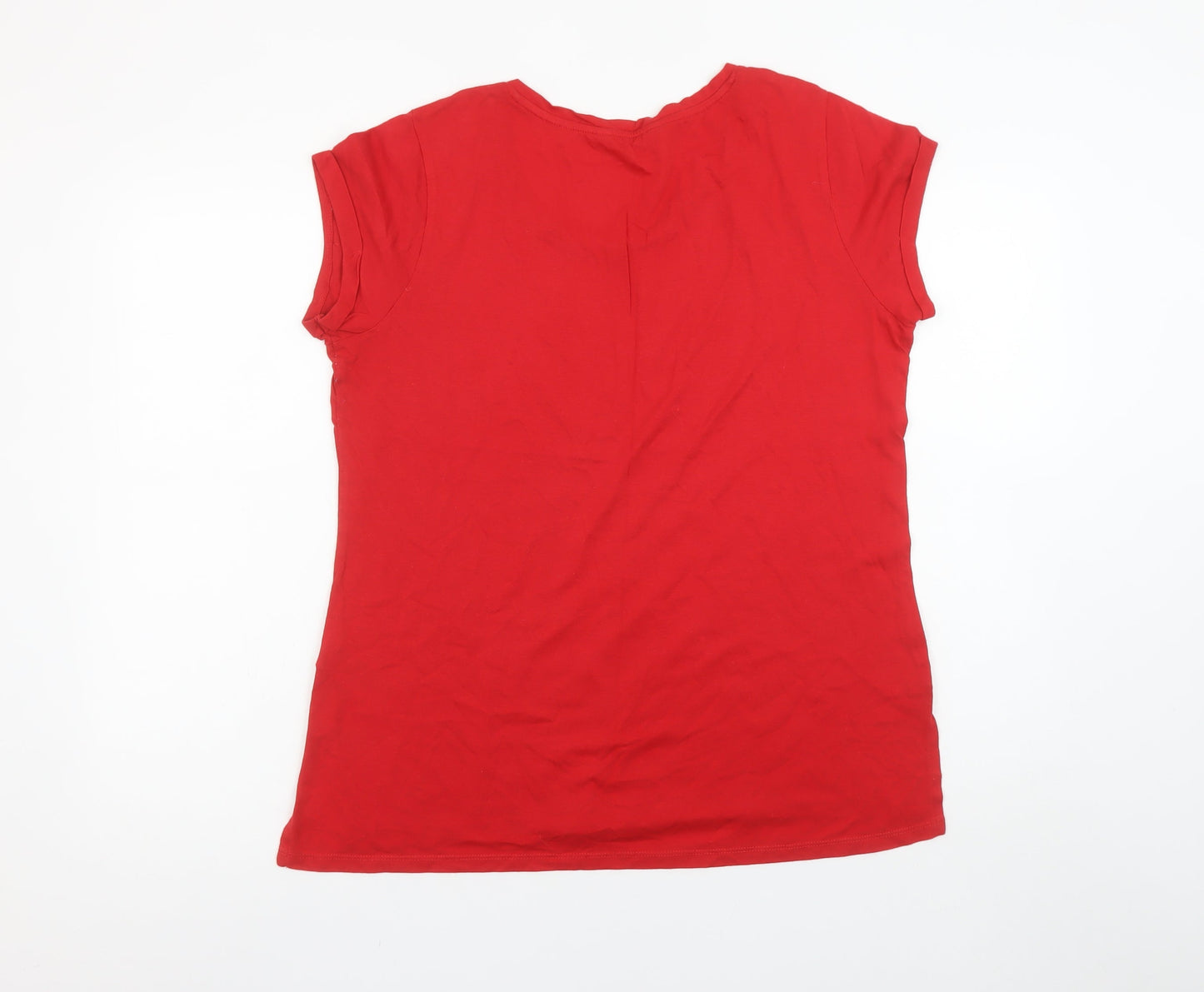 Red Herring Women's Red Size 14 Basic Short Sleeve Cotton Modal T-Shirt
