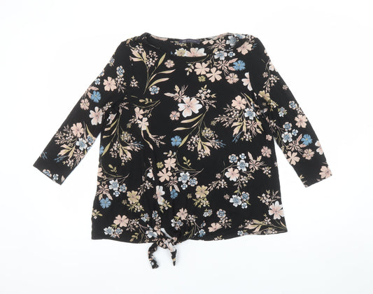 Marks and Spencer Womens Black Floral Tunic Blouse Size 10