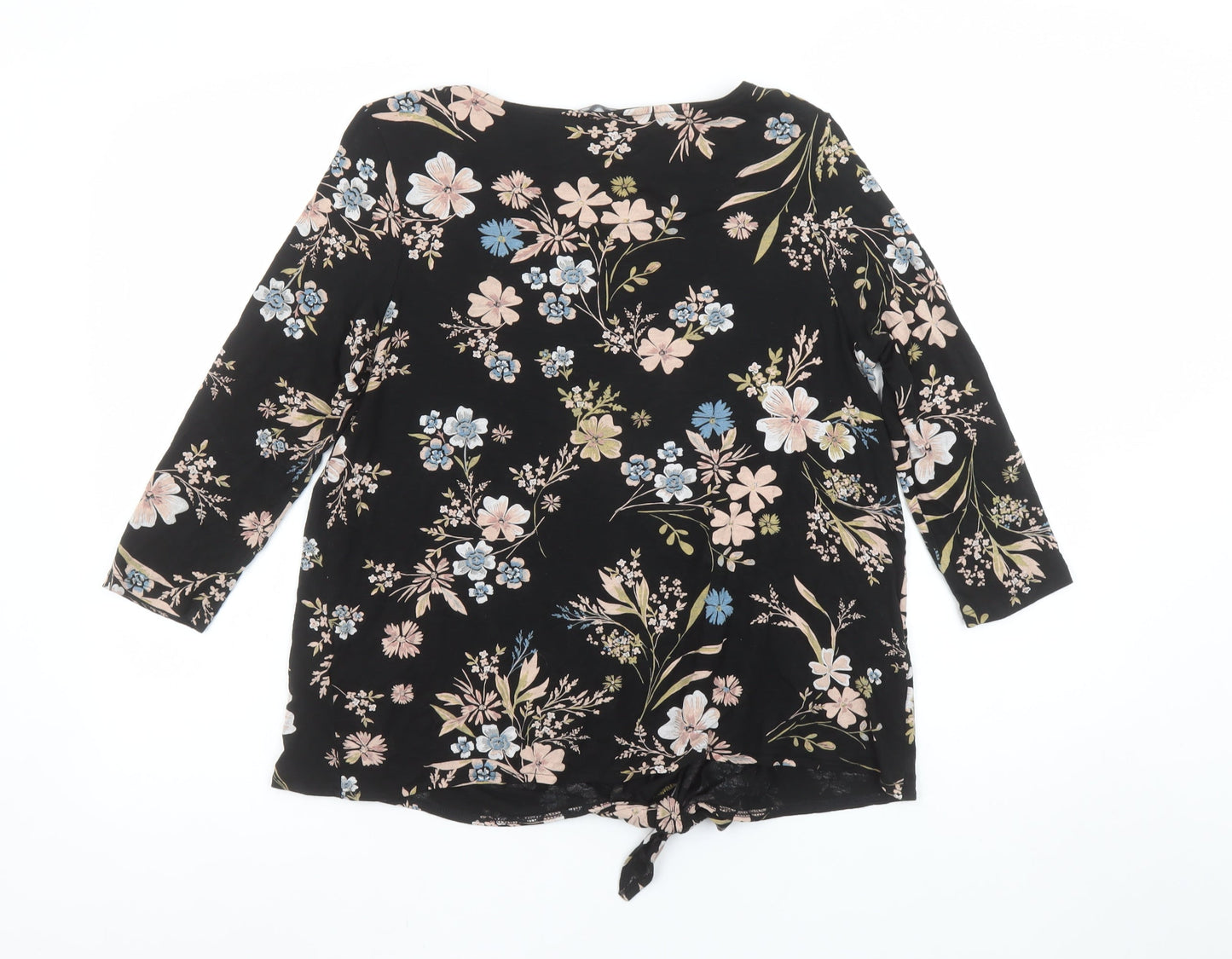 Marks and Spencer Womens Black Floral Tunic Blouse Size 10