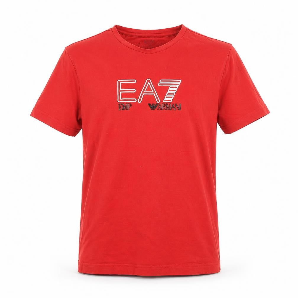 Emporio Armani EA7 Men's Red Short Sleeve Cotton Logo T-Shirt Size S