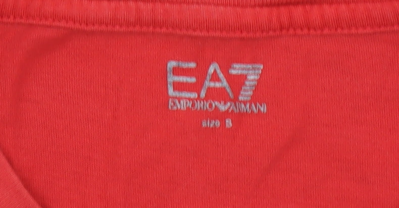 Emporio Armani EA7 Men's Red Short Sleeve Cotton Logo T-Shirt Size S