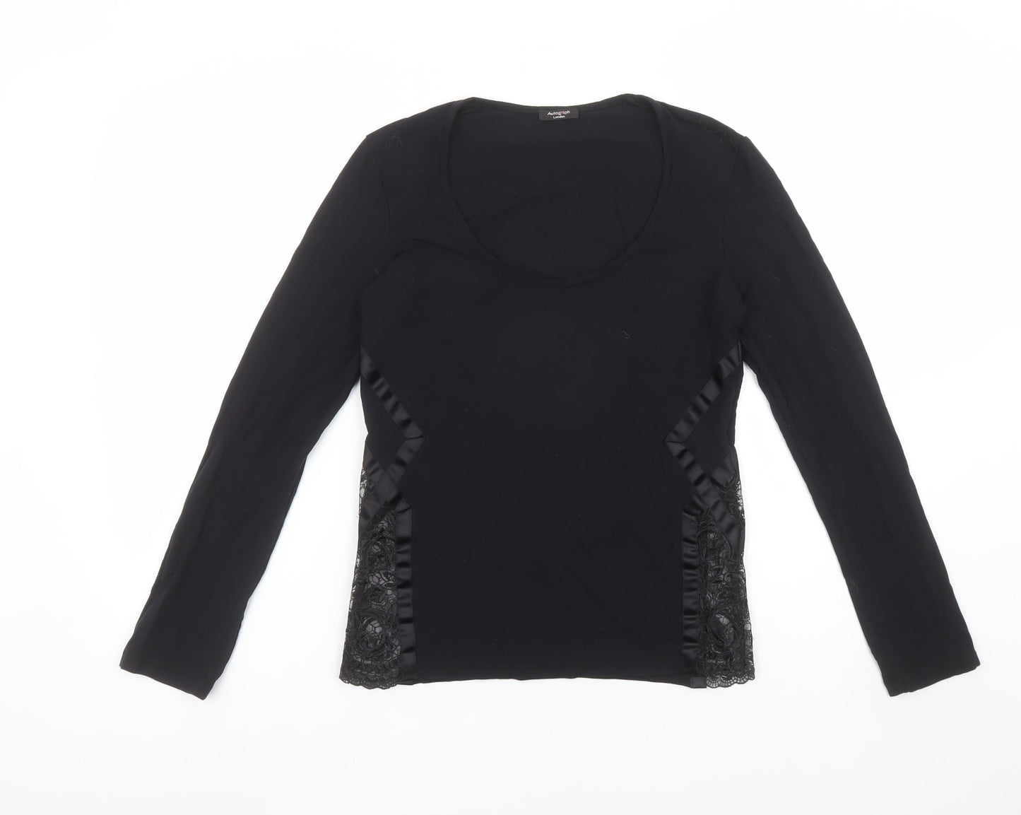Marks and Spencer Autograph Women's Black Lace Long Sleeve Top Size M