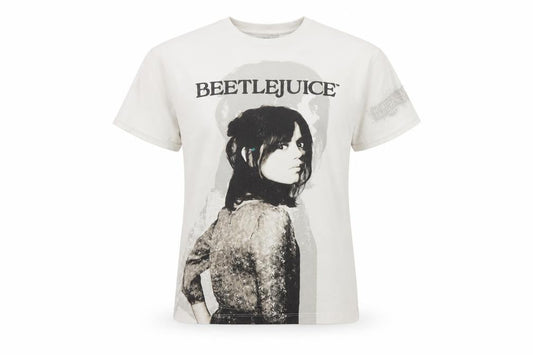 Front view of Primark girls’ beige beetlejuice graphic t-shirt 12-13 years 158cm