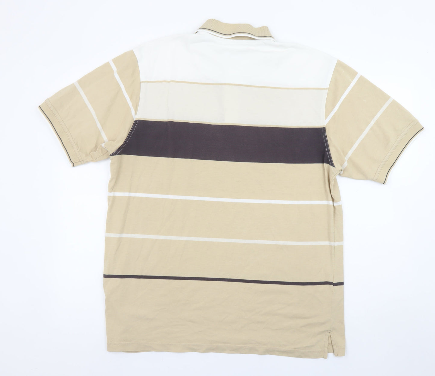 Munsingwear Men's Beige Striped Cotton Polo Shirt Size L