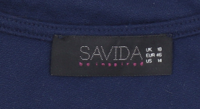 Savida Women's Blue Sleeveless Embroidered Tank Top Size 18