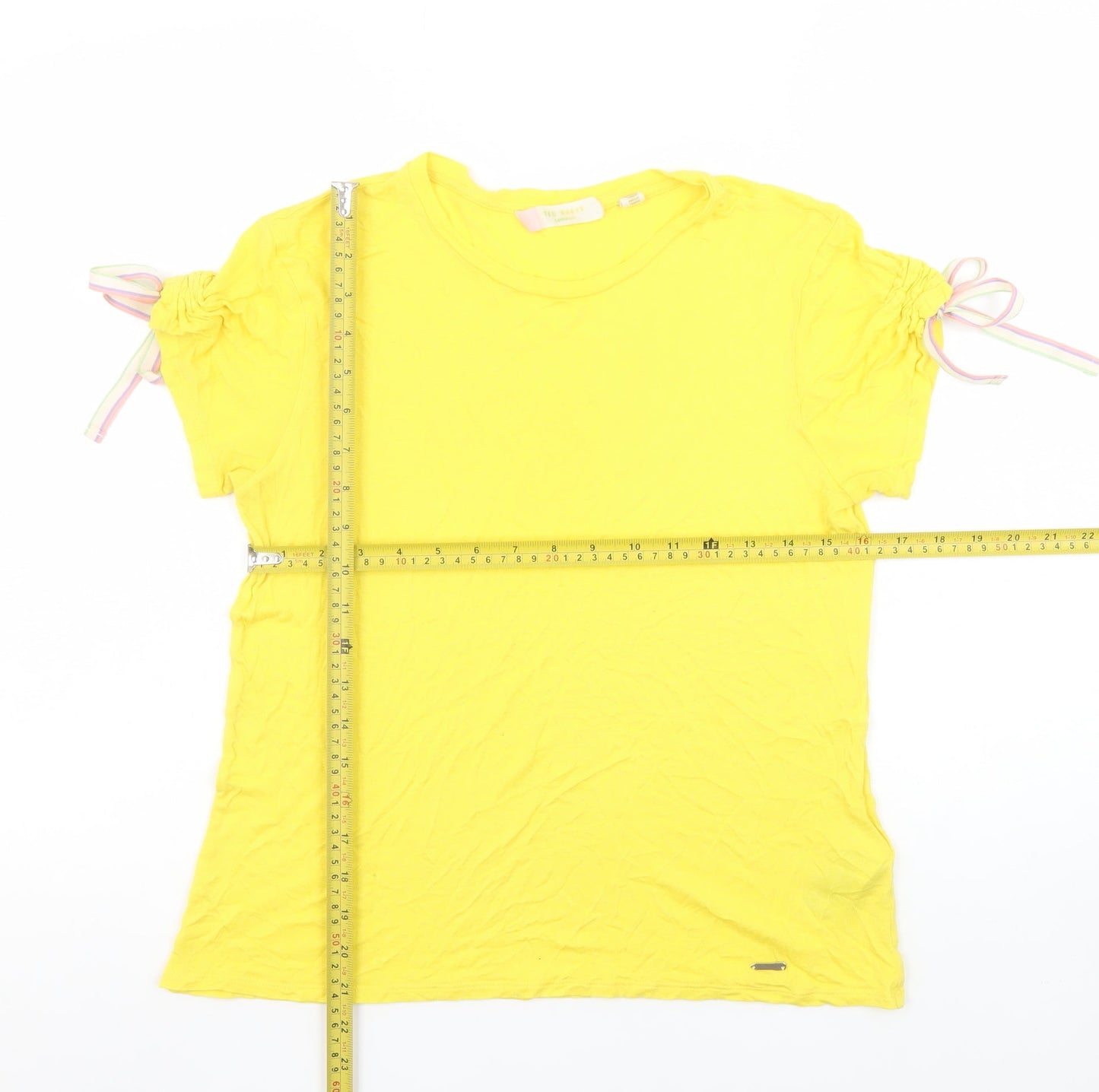 Ted Baker Women's Yellow Short Sleeve Viscose T-Shirt Size 10
