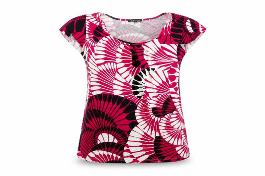 Elle Louise Women’s Pink Geometric Viscose Stretch T-Shirt Size 16