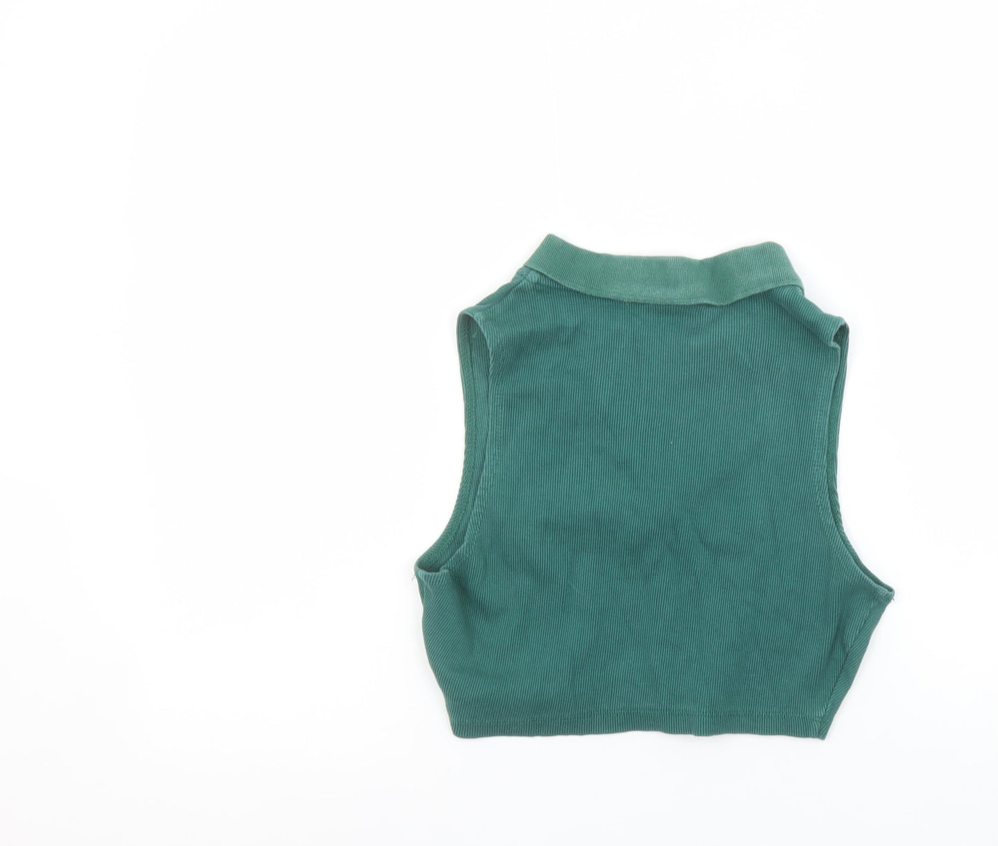 Slazenger Womens Green Cropped Polo Vest Top UK 10 Sleeveless