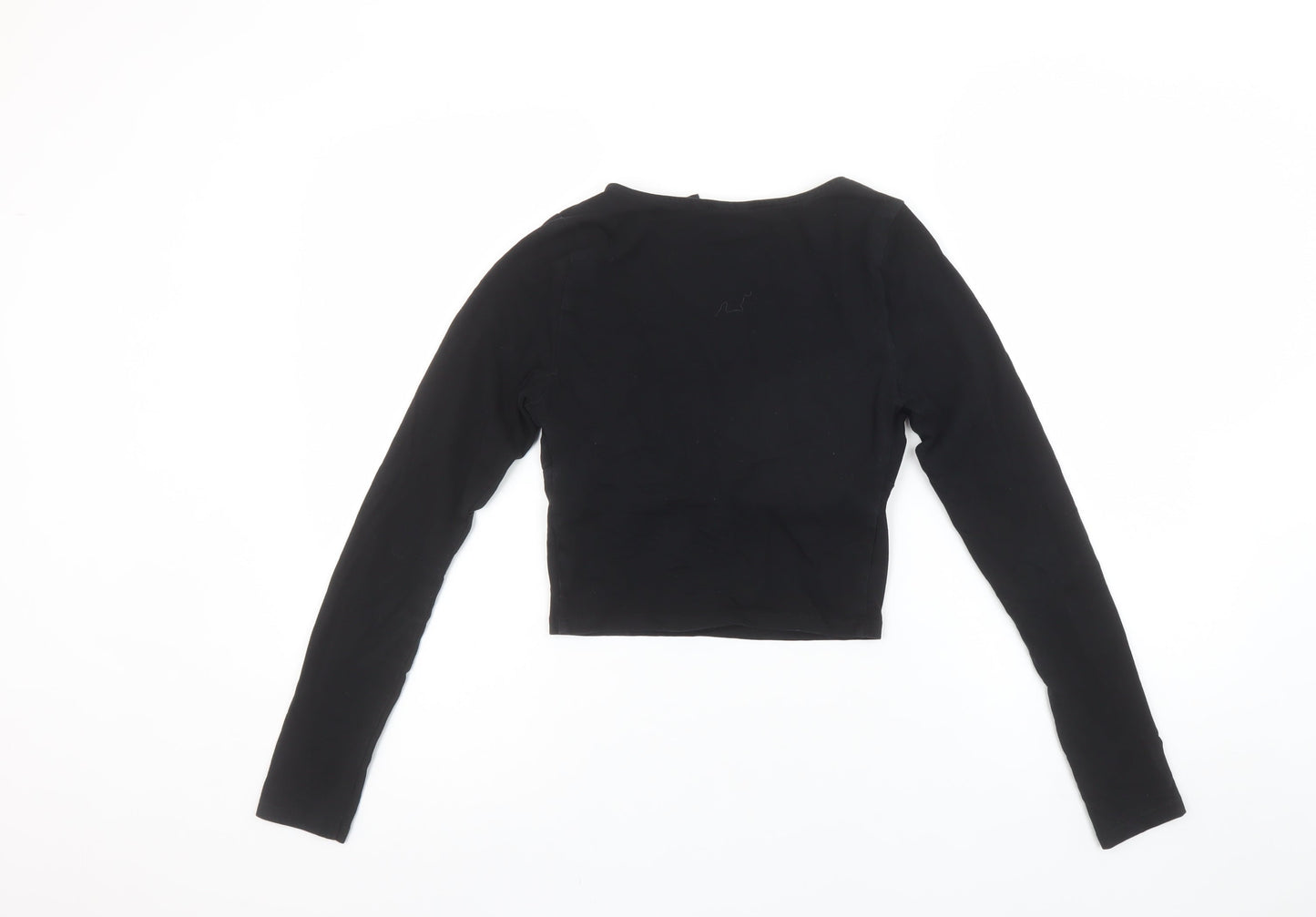 ASOS DESIGN Women’s Black Cropped Long Sleeve Jersey Blouse Size 8
