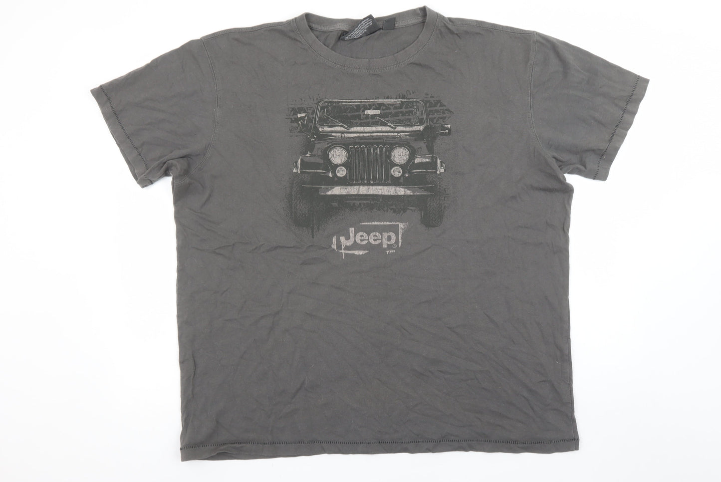Jeep Men's Grey 2XL Graphic Car Print Crew Neck T-Shirt