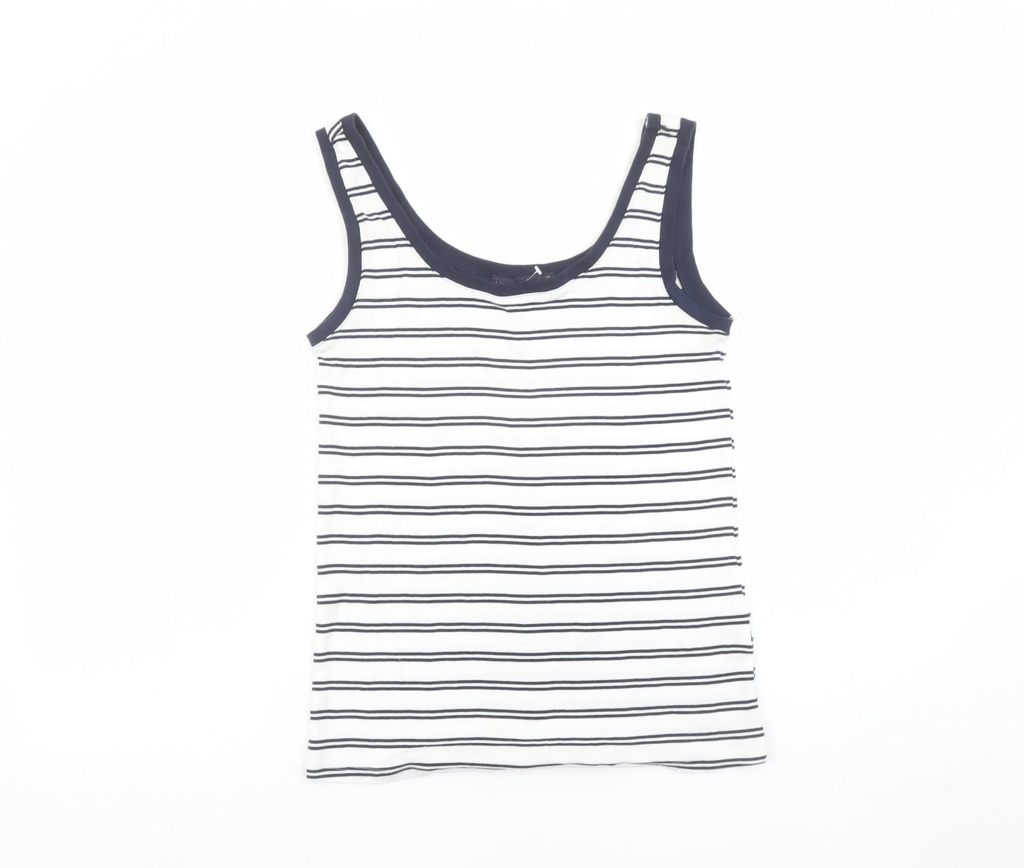 Marks and Spencer Women’s Navy Stripe Tank Top Size 12 Regular Cotton Blend