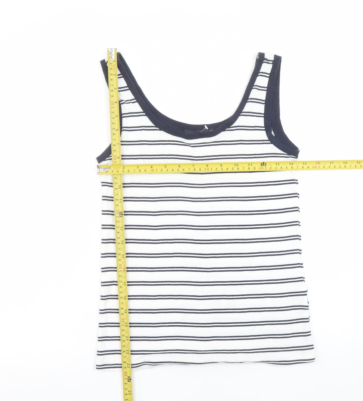 Marks and Spencer Women’s Navy Stripe Tank Top Size 12 Regular Cotton Blend