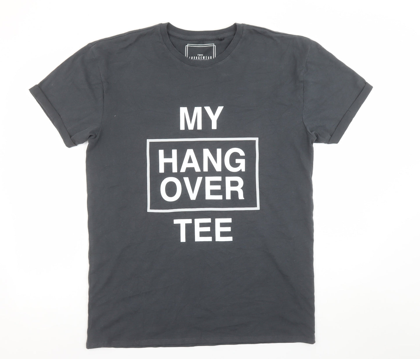 Next Men's Black Funny Graphic Print Cotton T-Shirt Size M