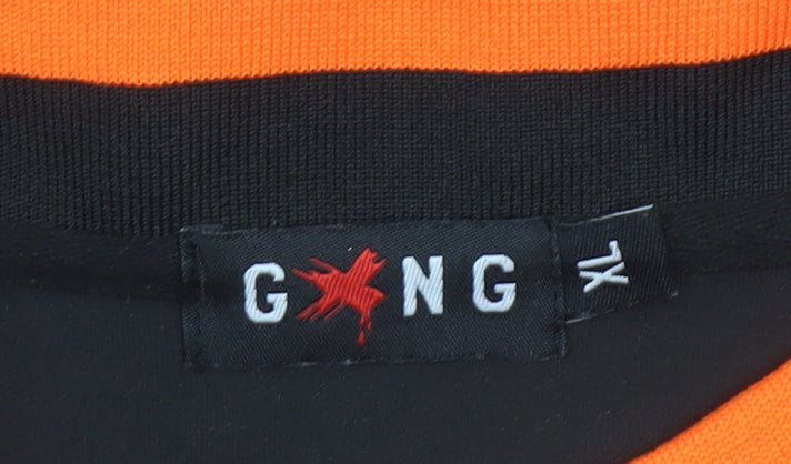 GONG Men's Black XL Full Zip Sweatshirt with Logo Trim