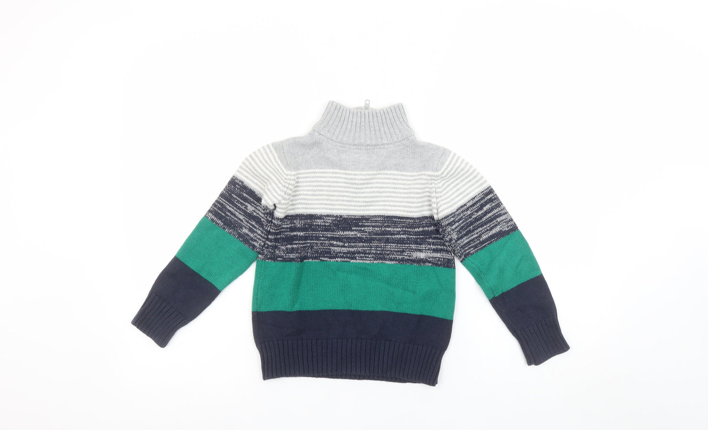 Tommy Hilfiger Boys Grey Green Blue 4 Years 1/2 Zip Cotton Jumper