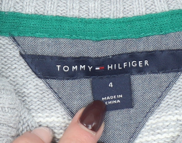 Tommy Hilfiger Boys Grey Green Blue 4 Years 1/2 Zip Cotton Jumper
