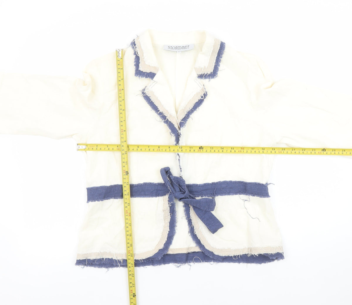 Stormafit Women’s Ivory Linen Blend Belted Blazer Jacket Size 16