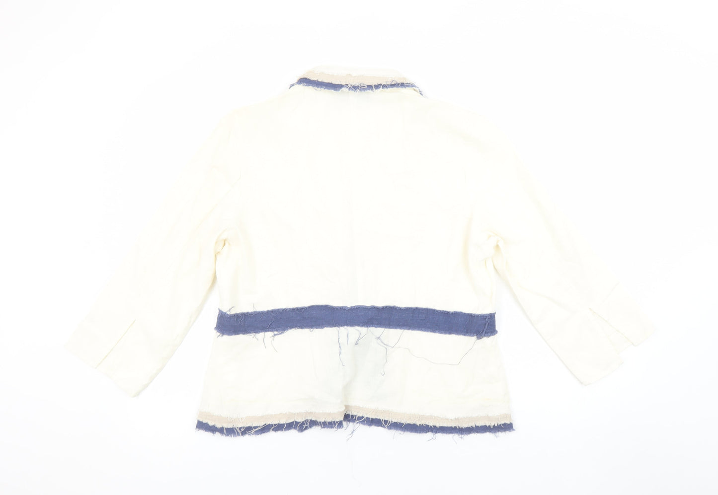 Stormafit Women’s Ivory Linen Blend Belted Blazer Jacket Size 16
