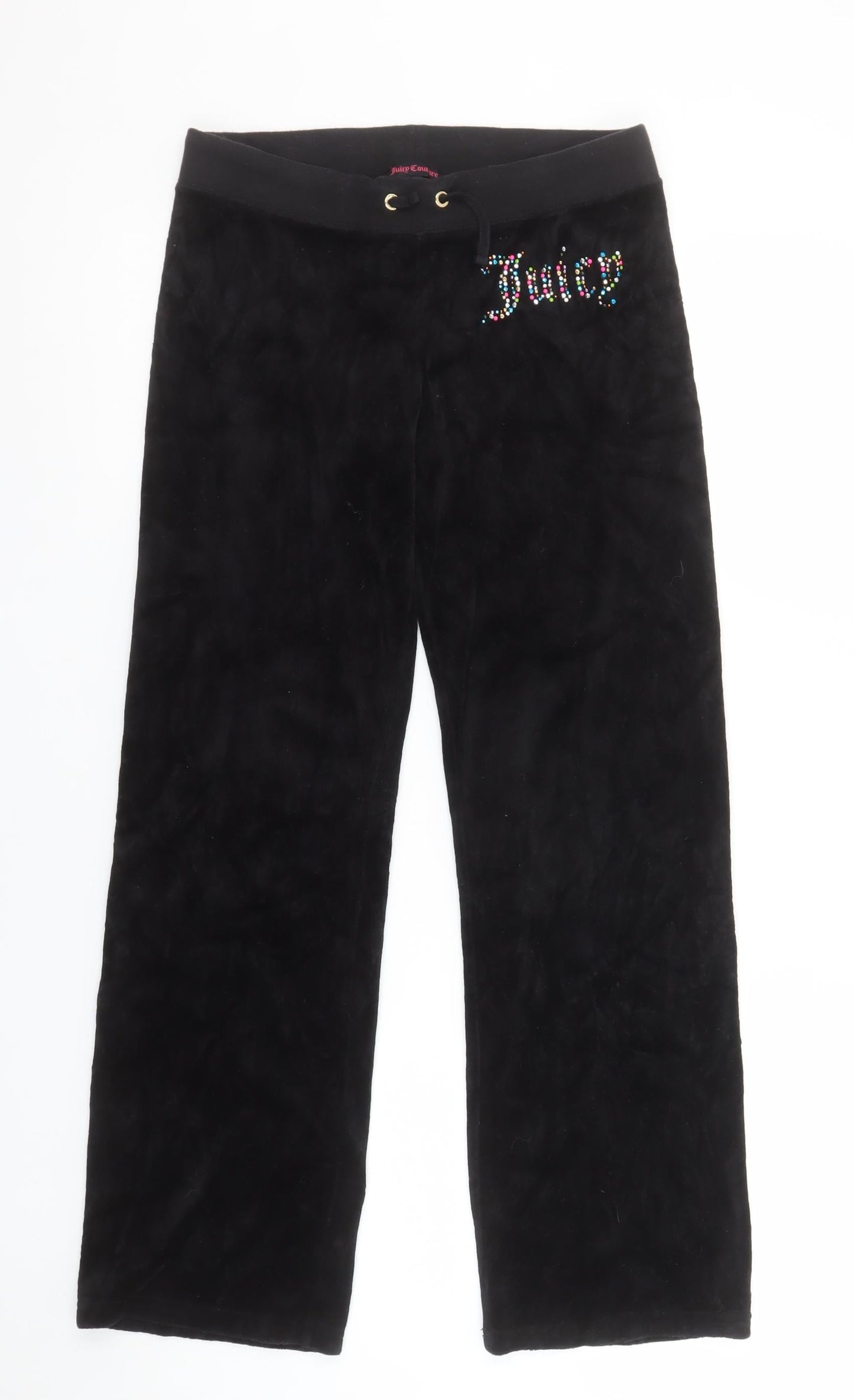 Juicy Couture Girls Black Velour Sweatpants Size 14 Drawstring Waist