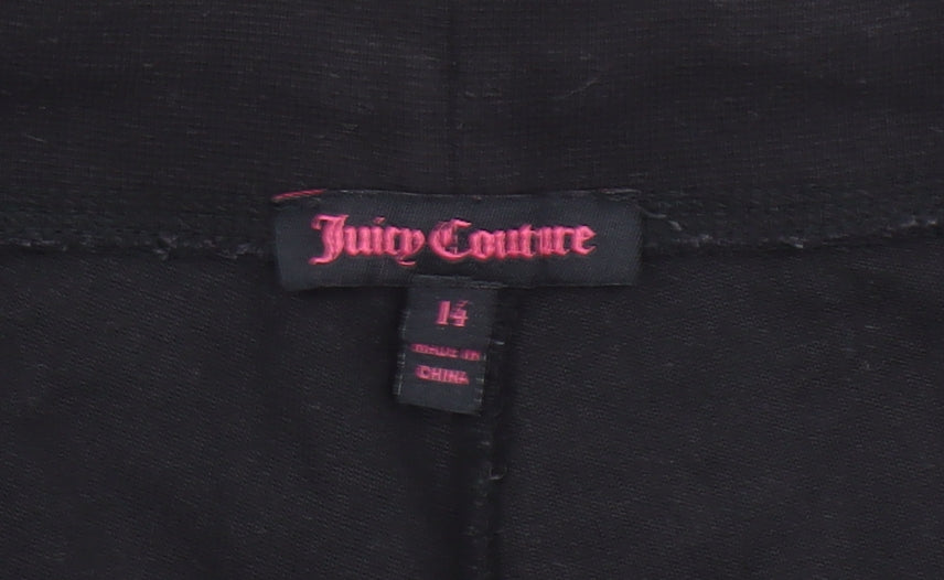 Juicy Couture Girls Black Velour Sweatpants Size 14 Drawstring Waist