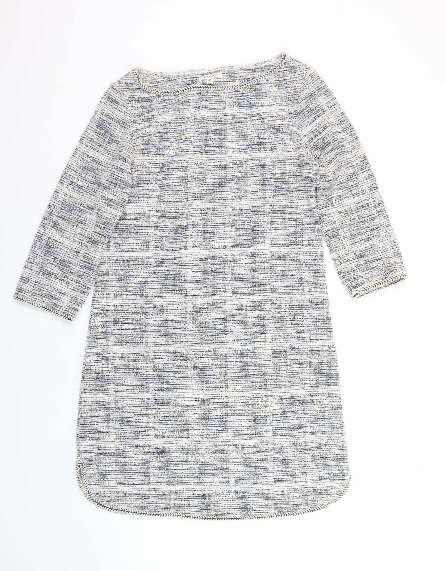 Max Studio Women’s Grey Shift Dress M Woven 3/4 Sleeve Boat Neck