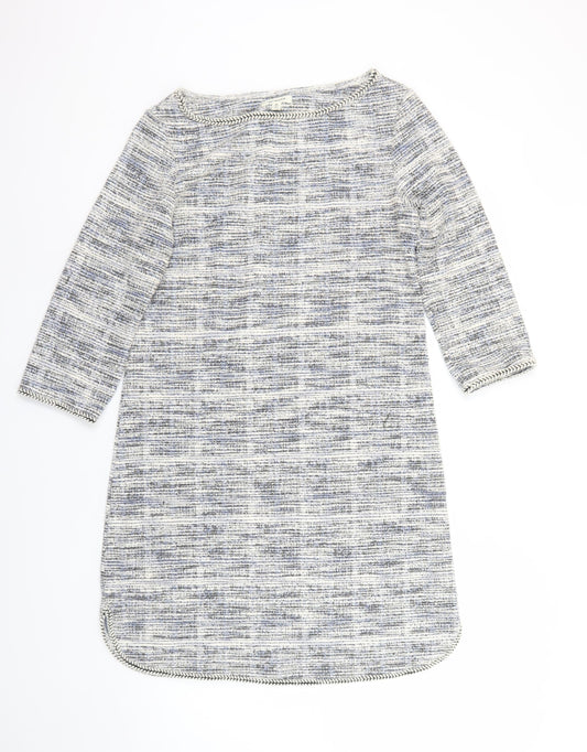 Max Studio Women’s Grey Shift Dress M Woven 3/4 Sleeve Boat Neck