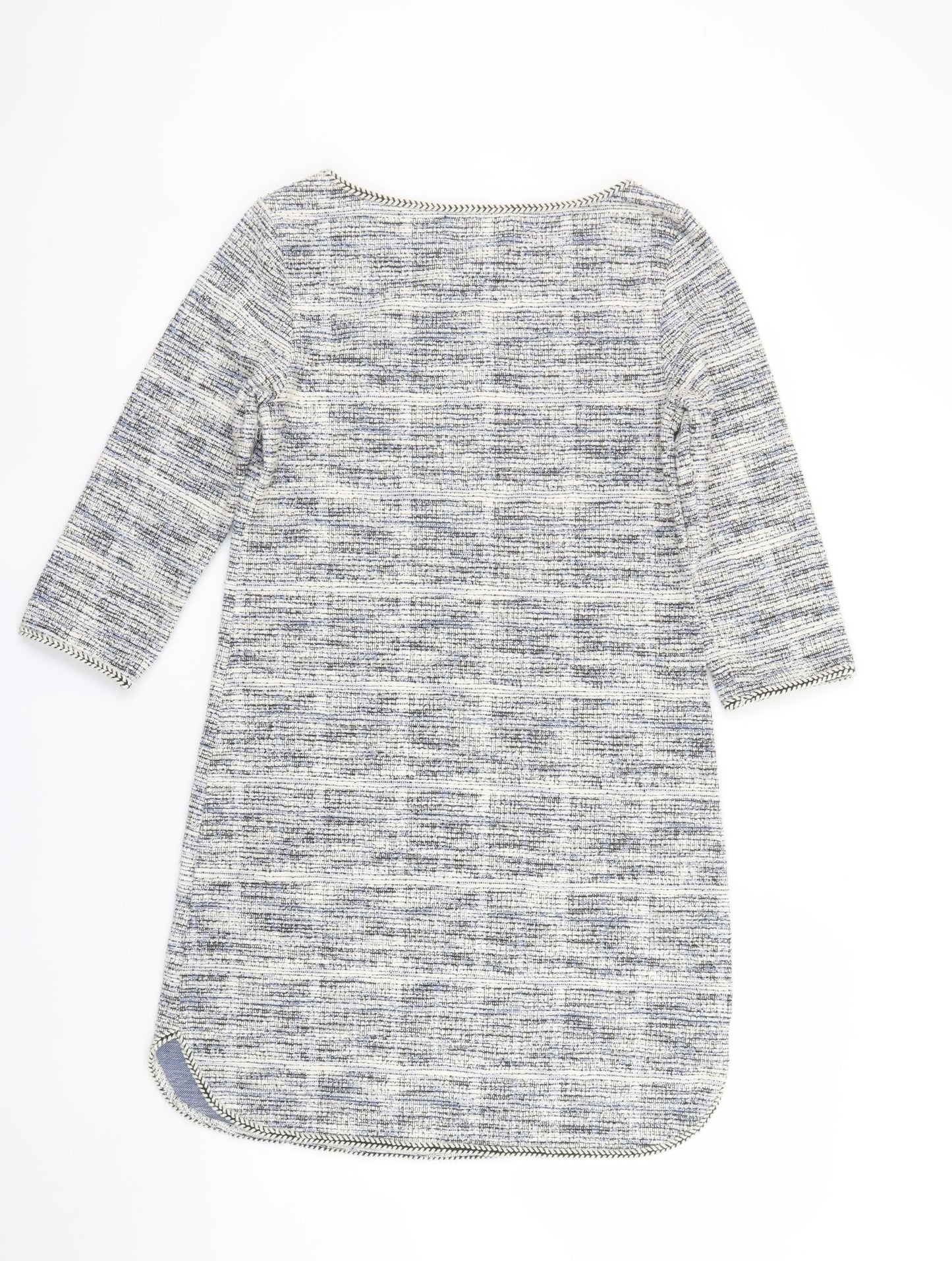 Max Studio Women’s Grey Shift Dress M Woven 3/4 Sleeve Boat Neck