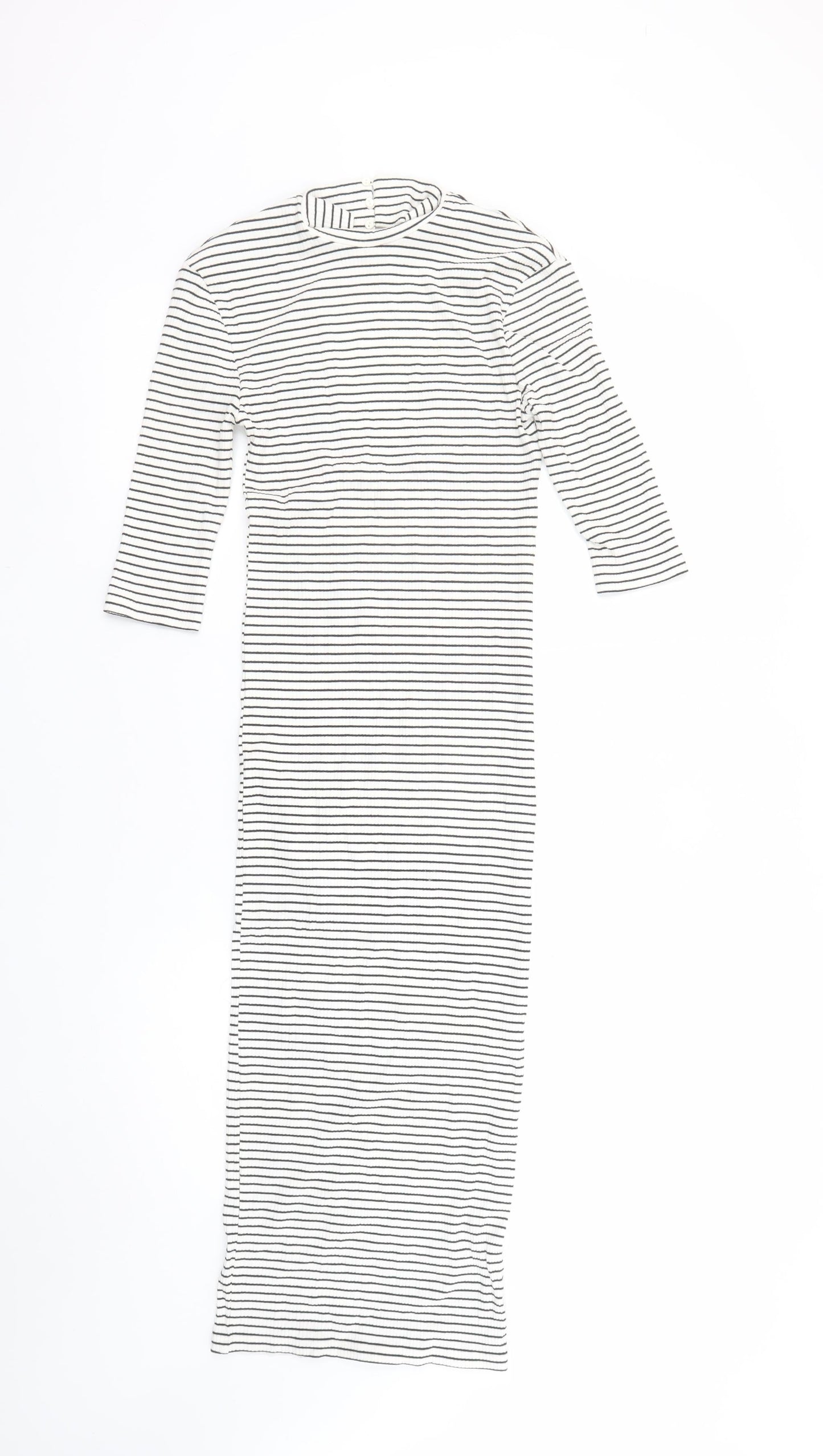 Marks and Spencer Women’s Ivory Striped Bodycon Midi Dress Size 6
