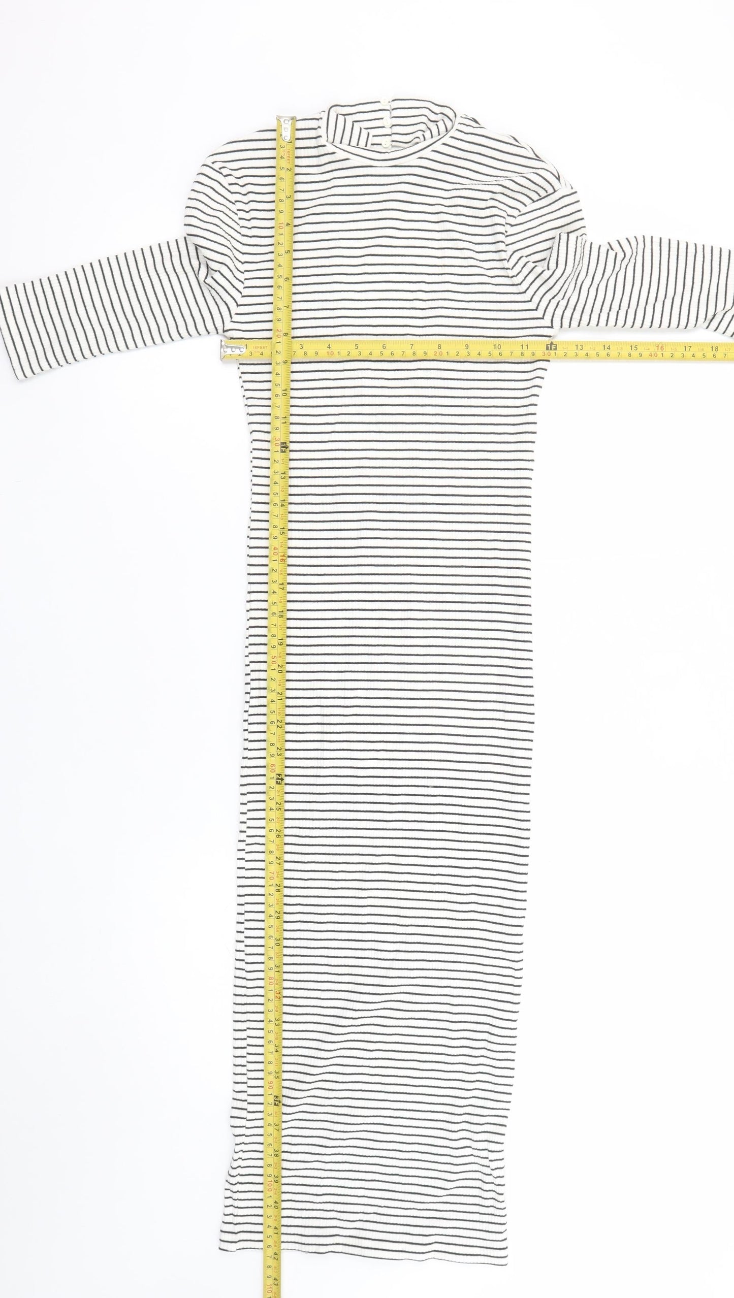 Marks and Spencer Women’s Ivory Striped Bodycon Midi Dress Size 6