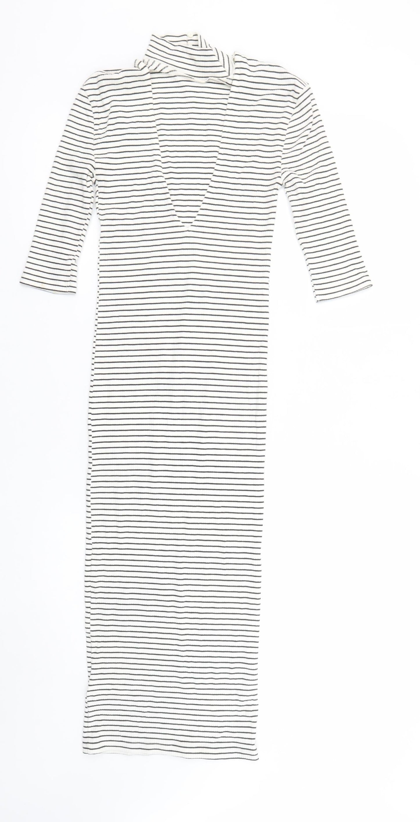 Marks and Spencer Women’s Ivory Striped Bodycon Midi Dress Size 6