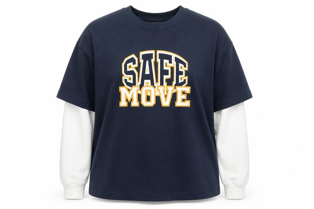 Zara Womens Navy Two Tone Pullover Sweatshirt Size 12 Graphic Print