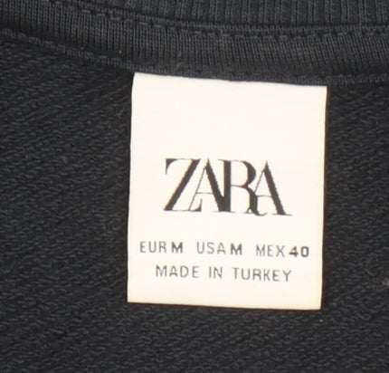 Zara Womens Navy Two Tone Pullover Sweatshirt Size 12 Graphic Print