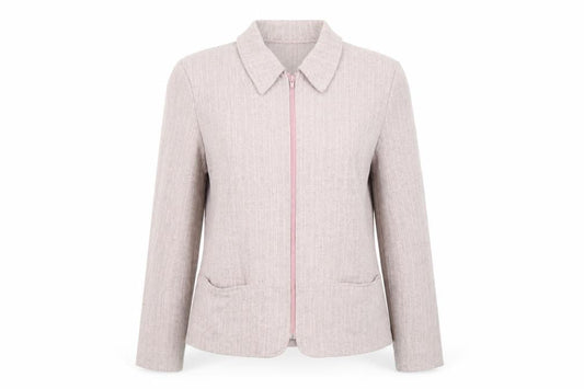 Weekenders Womens Beige Zip Up Blazer Jacket M Regular Fit Casual