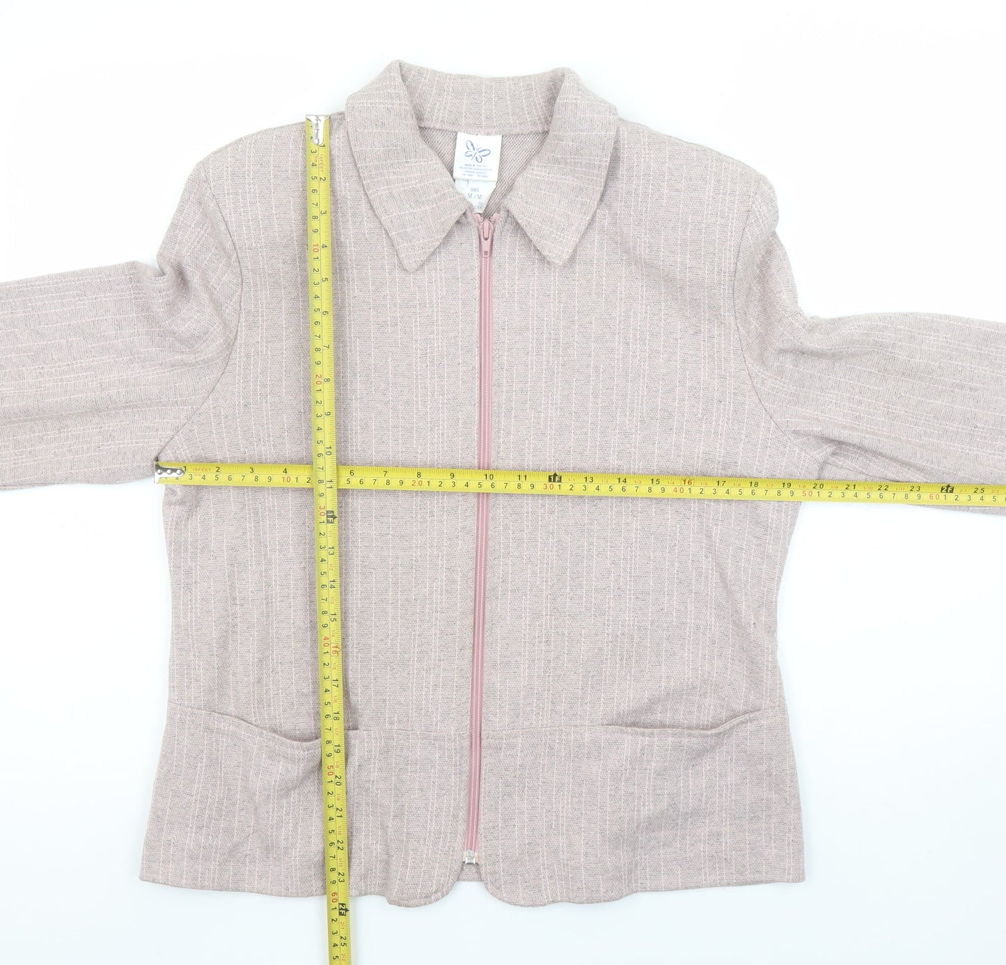 Weekenders Womens Beige Zip Up Blazer Jacket M Regular Fit Casual