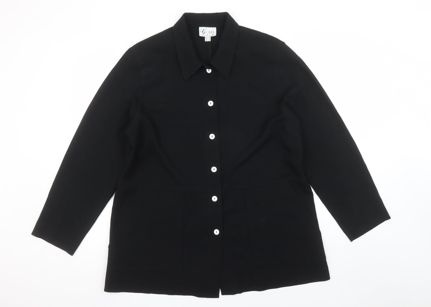 Gold by Michael K Women's Black Button-Up Shirt UK 16 Classic Style