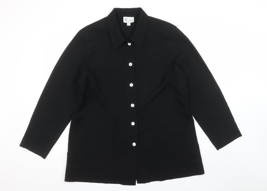 Gold by Michael K Women's Black Button-Up Shirt UK 16 Classic Style