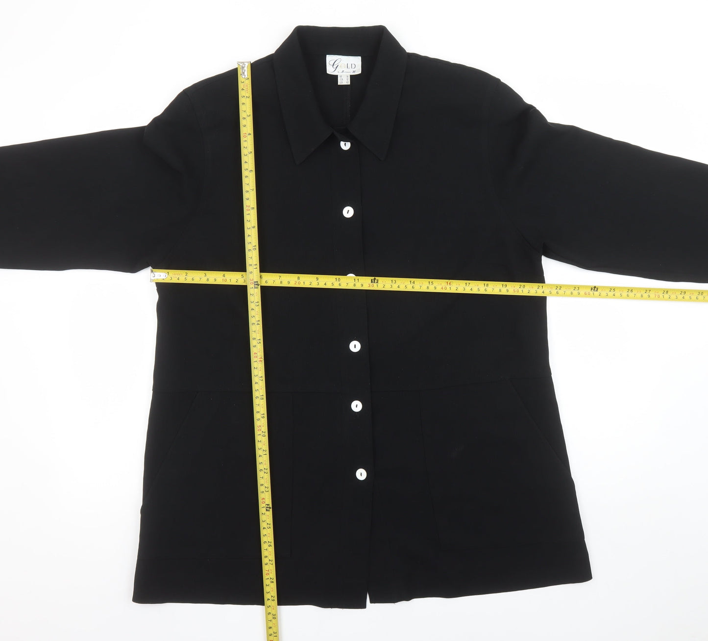 Gold by Michael K Women's Black Button-Up Shirt UK 16 Classic Style