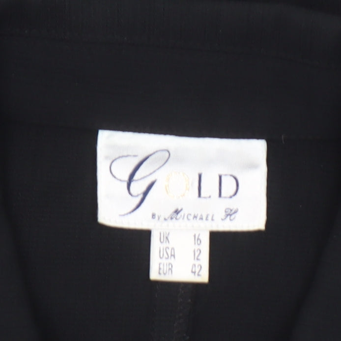Gold by Michael K Women's Black Button-Up Shirt UK 16 Classic Style