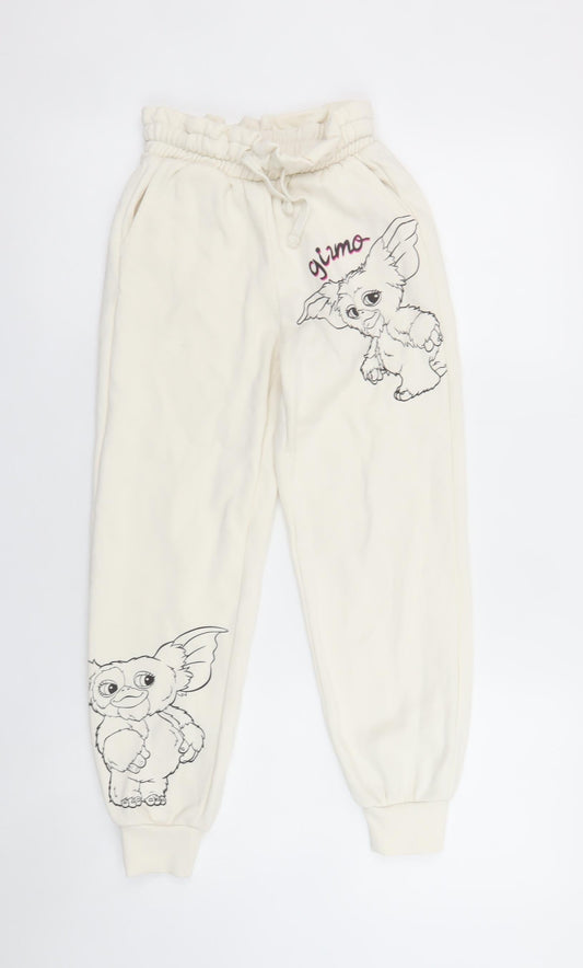 Gremlins Girls Ivory Gizmo Jogger Trousers 134cm Cotton Blend Fleece
