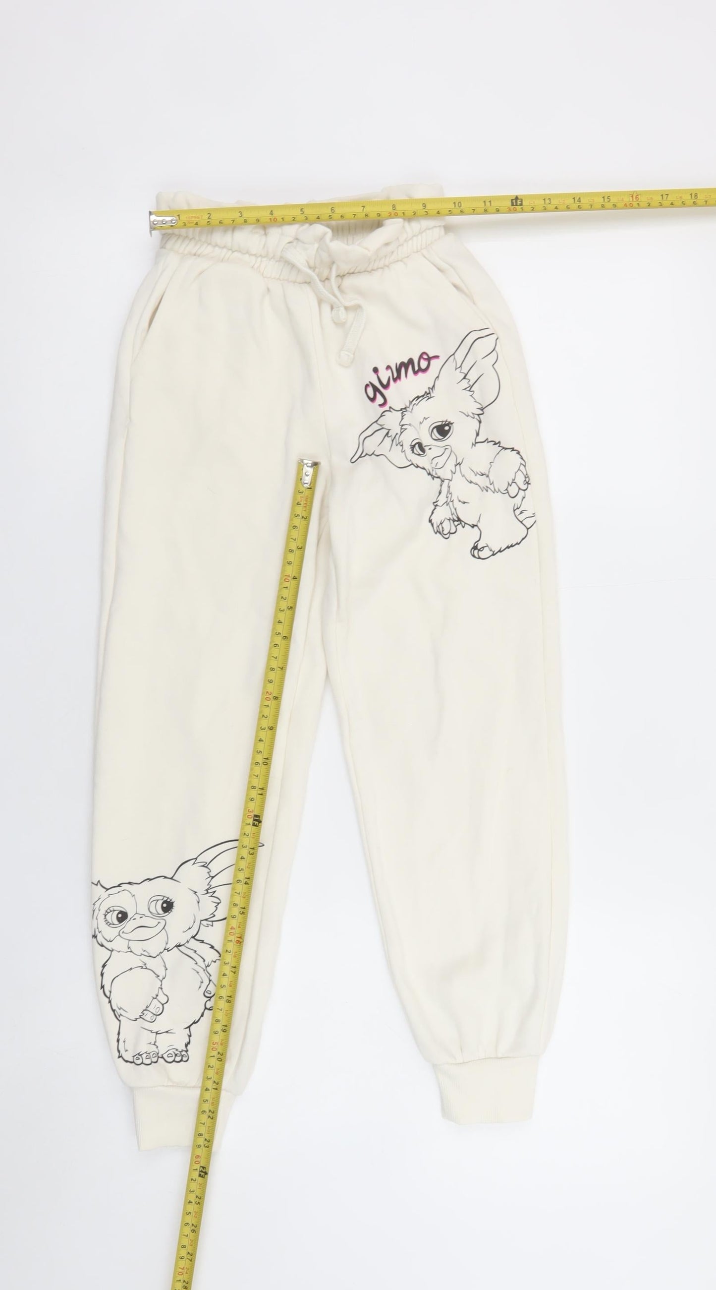 Gremlins Girls Ivory Gizmo Jogger Trousers 134cm Cotton Blend Fleece