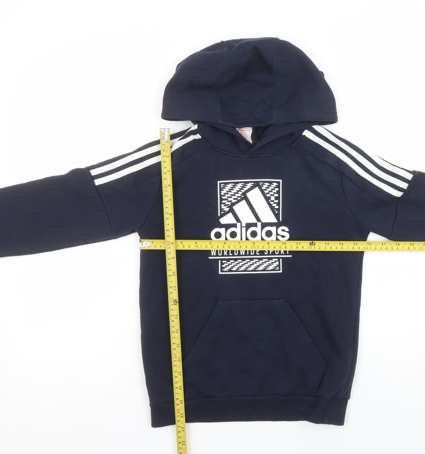 Adidas Boys Navy Hoodie 9-10 Years Pullover Graphic Sport Style