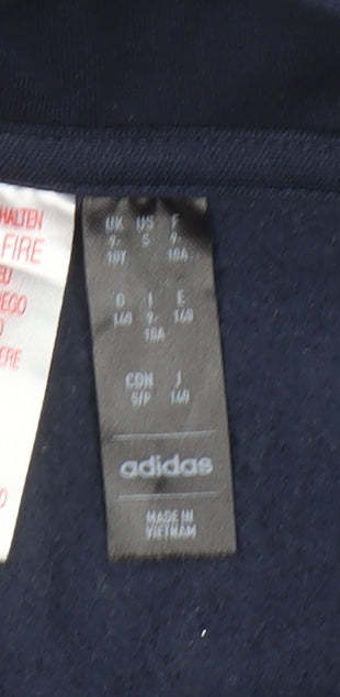 Adidas Boys Navy Hoodie 9-10 Years Pullover Graphic Sport Style