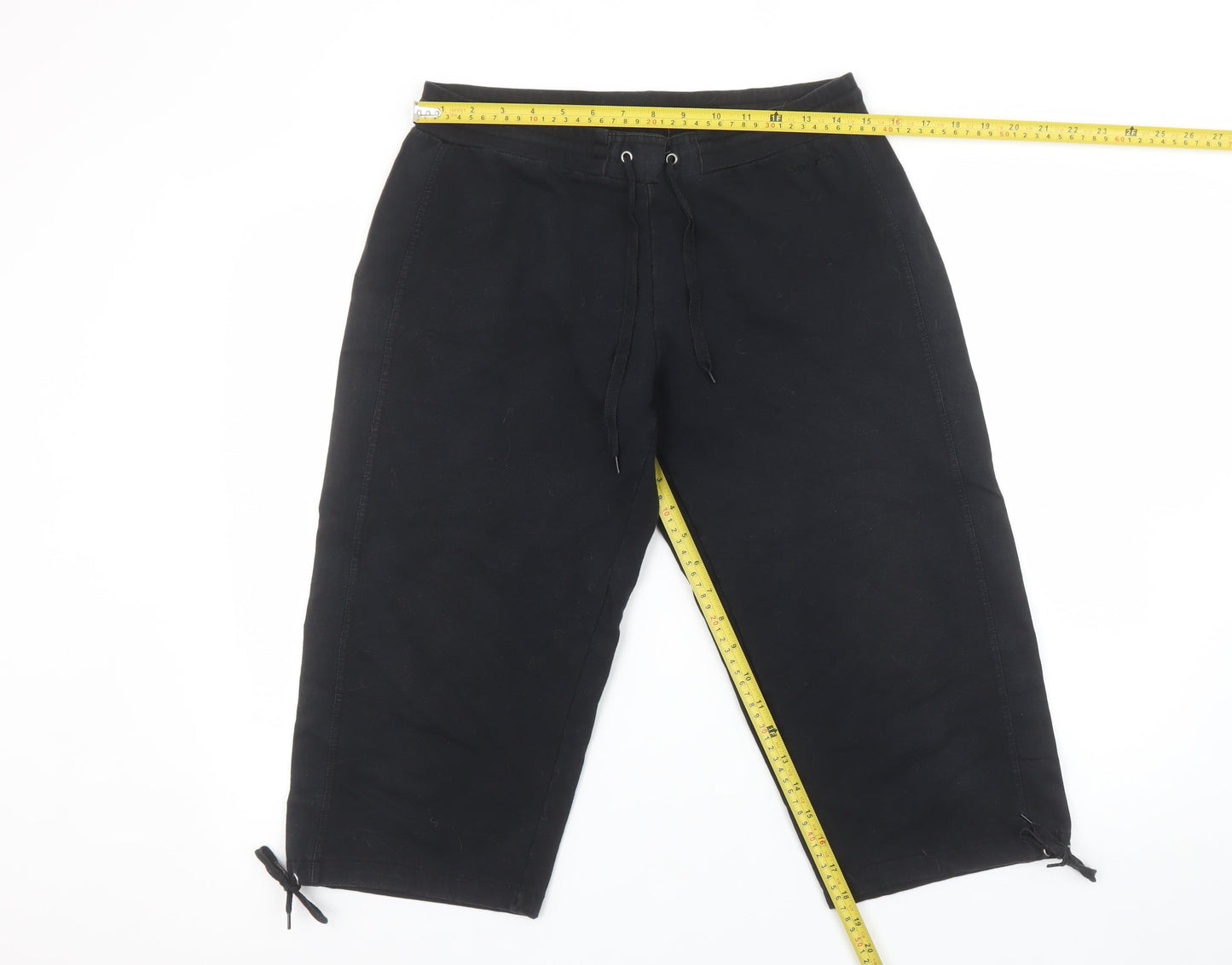 Olympus Womens Black Cotton Capri Activewear Trousers Size 12