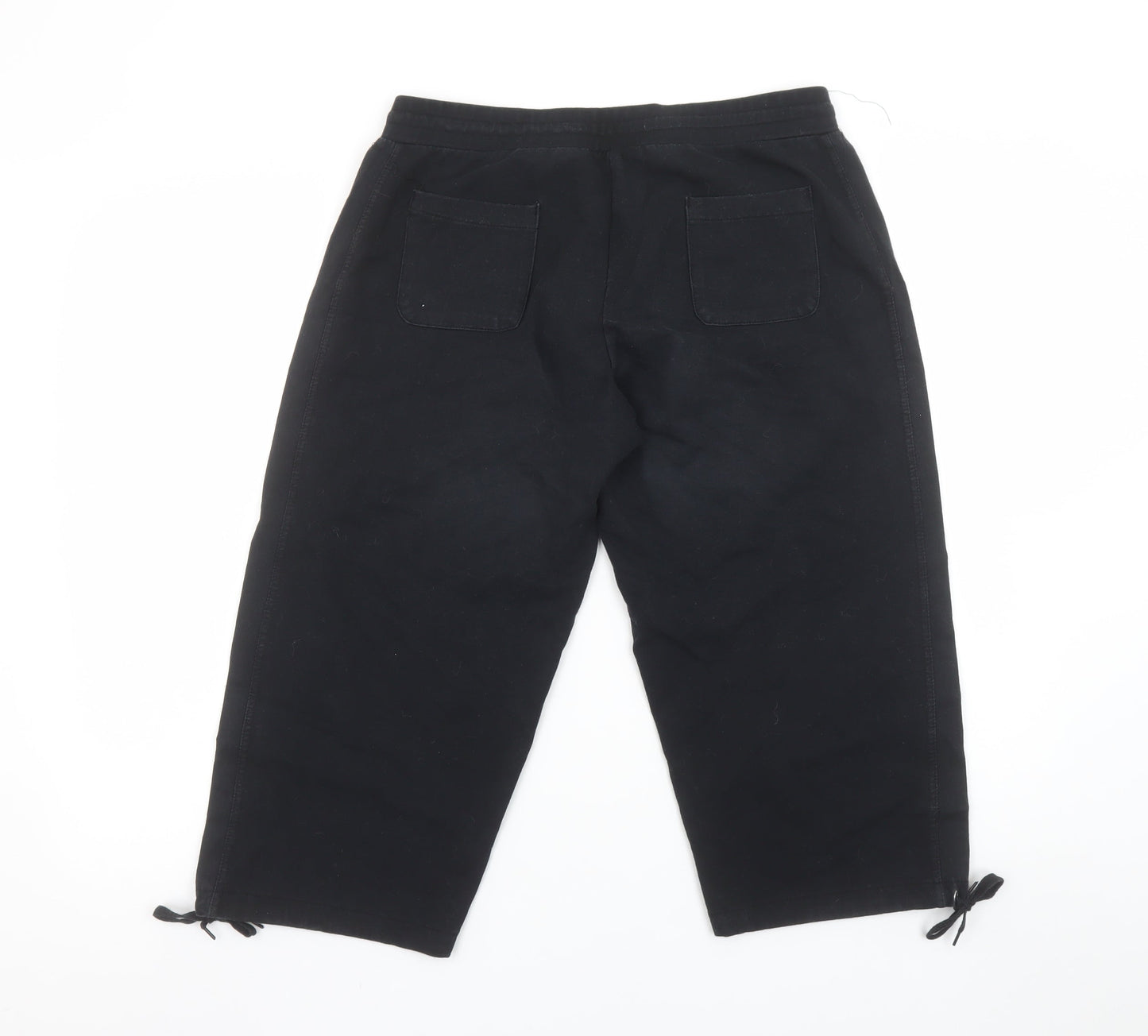 Olympus Womens Black Cotton Capri Activewear Trousers Size 12