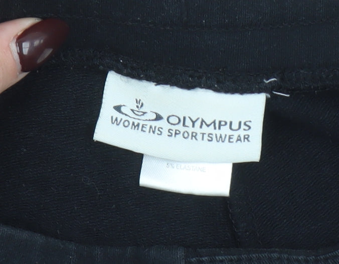 Olympus Womens Black Cotton Capri Activewear Trousers Size 12